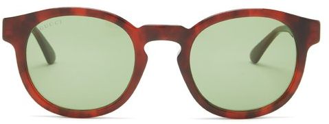 Round Tortoiseshell-acetate Sunglasses - Mens - Brown