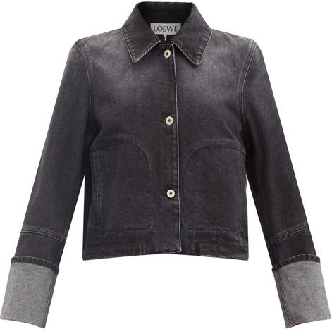 Cropped Denim Jacket - Womens - Black