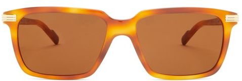 C Décor Rectangular Acetate Sunglasses - Mens - Tortoiseshell
