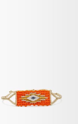 Evil Eye Diamond & Sapphire Woven Bracelet - Womens - Orange