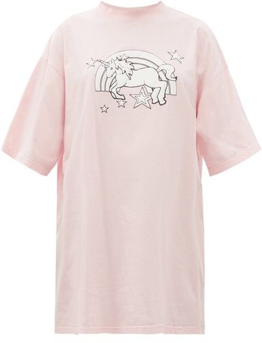 Magic Unicorn-print Cotton-jersey T-shirt - Womens - Light Pink