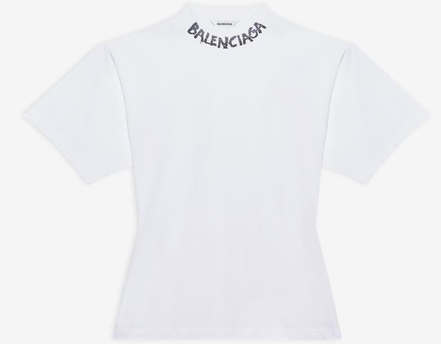 Scribble Logo Curved T-shirt White - Woman - XS - Cotton