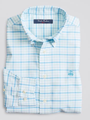 Boys' Non-Iron Stretch Cotton Oxford Multi-Gingham Sport Shirt