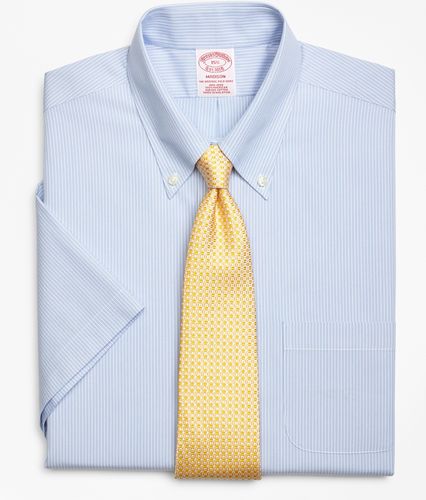 Madison Classic-Fit Dress Shirt, Non-Iron Tonal Framed Stripe Short-Sleeve