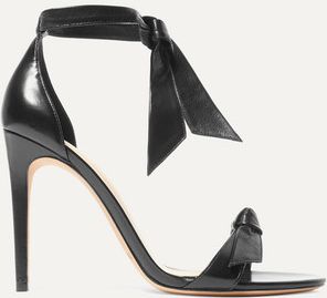 Clarita Bow-embellished Leather Sandals - Black