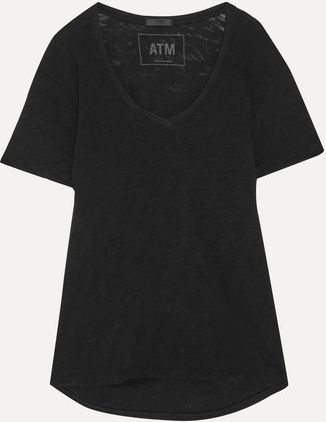 Boyfriend Slub Cotton-jersey T-shirt - Black