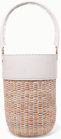Lucie Leather And Straw Tote - White