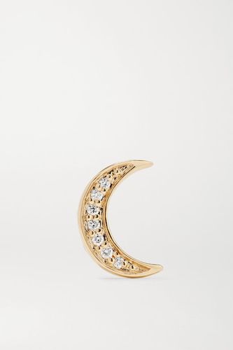 Mini Crescent 14-karat Gold Diamond Earring