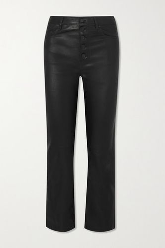 Den Cropped Leather Straight-leg Pants - Black