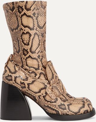 Adelie Python-effect Leather Ankle Boots - Snake print