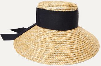 Annabelle Grosgrain-trimmed Straw Hat - Beige