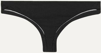 Jamais Cutout Stretch-cotton Jersey Thong - Black