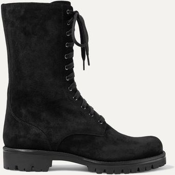Crystal-embellished Suede Ankle Boots - Black