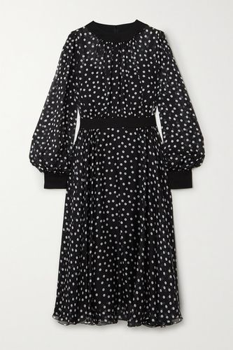 Polka-dot Silk-blend Chiffon Midi Dress - Black