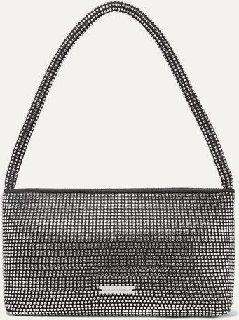 Marleigh Crystal-embellished Satin Shoulder Bag - Black