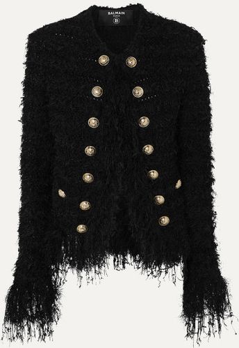 Fringed Tweed Blazer - Black