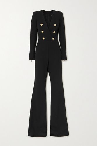 Button-embellished Wool-twill Jumpsuit - Black