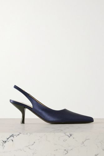 Bourgeoise Satin Slingback Pumps - Midnight blue