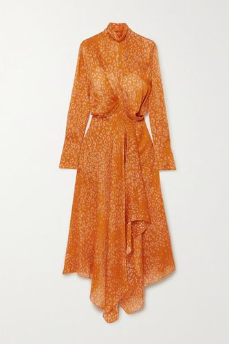 Abia Wrap-effect Leopard-print Silk-satin Dress - Orange