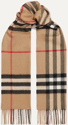 Checked Cashmere Scarf - Camel