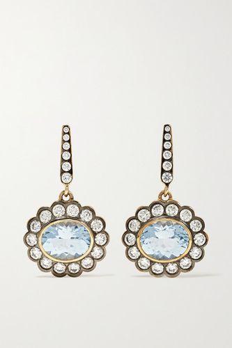 Alexandra 14-karat Gold, Diamond And Aquamarine Earrings