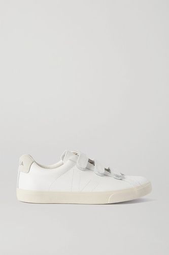 3-lock Logo Suede-trimmed Leather Sneakers - White