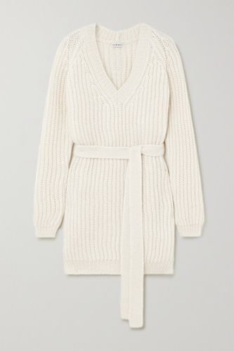 Belted Ribbed Alpaca-blend Sweater - White