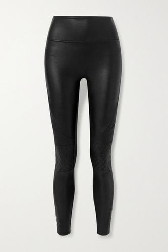 Quilted Faux Leather Leggings - Black