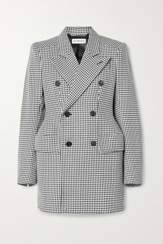 Hourglass Double-breasted Houndstooth Wool-blend Blazer - Black