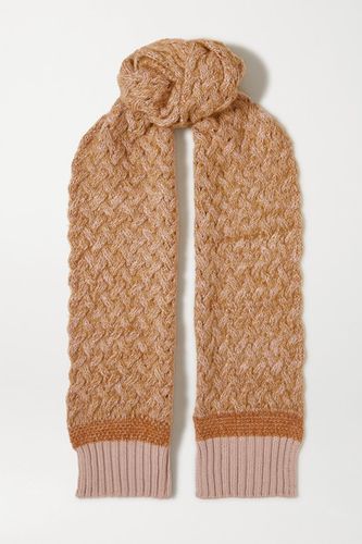 Cable-knit Mélange Wool-blend Scarf - Orange