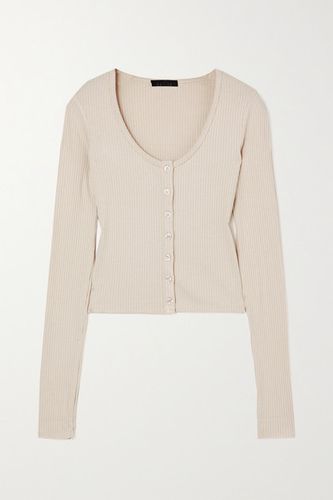 Alloy Cropped Ribbed Stretch-knit Top - Beige