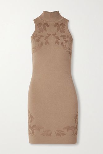 Cutout Floral Jacquard-knit Mini Dress - Sand