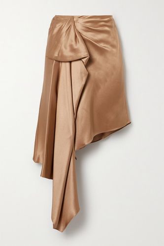 Asymmetric Draped Silk-charmeuse Skirt - Sand