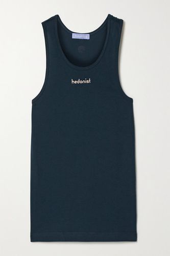 Hedonist Printed Cotton-jersey Tank - Navy