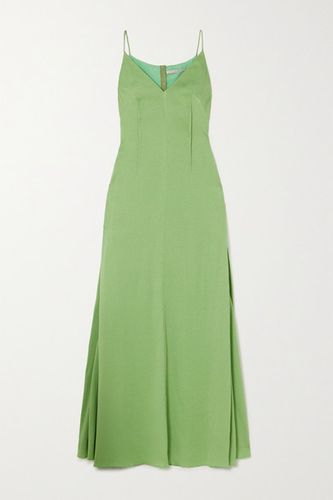 Heber Hammered Silk-satin Gown - Green