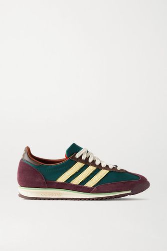 Wales Bonner Sl 72 Shell, Leather And Suede Sneakers - Emerald