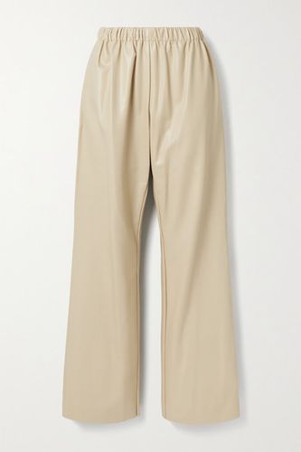 Savannah Faux Leather Wide-leg Pants - Beige