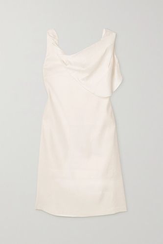 Draped Linen-blend Dress - Off-white