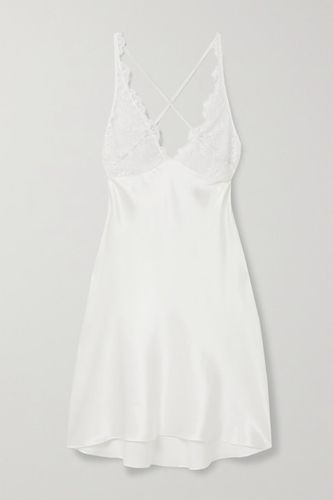 Lasting Love Embroidered Tulle-trimmed Silk-blend Satin Chemise - Ivory