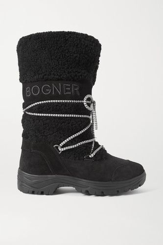 Alta Badia Embroidered Suede And Shearling Snow Boots - Black