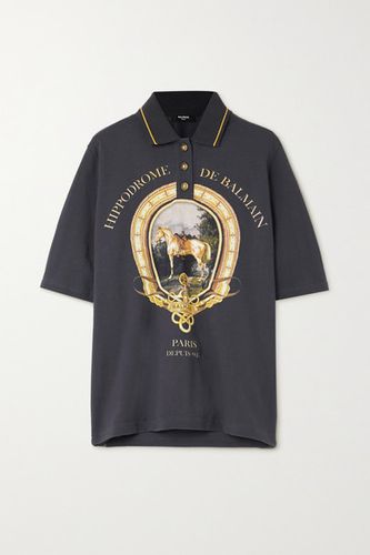 Printed Cotton-piqué Polo Shirt - Navy