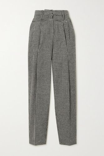 Marionette Pleated Houndstooth Wool-blend Tapered Pants - Gray