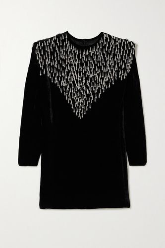 Gabasi Bead-embellished Velvet Mini Dress - Black