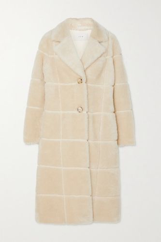 Checked Faux Shearling Coat - Cream