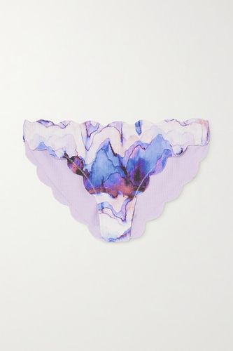 Antibes Reversible Scalloped Printed Stretch-crepe Bikini Briefs - Lilac
