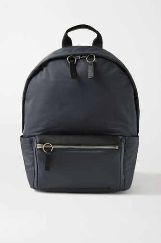 Flight Leather-trimmed Shell Backpack - Navy