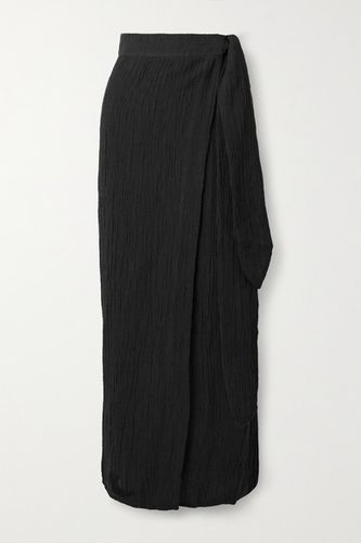 Net Sustain Thiago Crinkled Organic Linen And Cotton-blend Wrap Skirt - Black