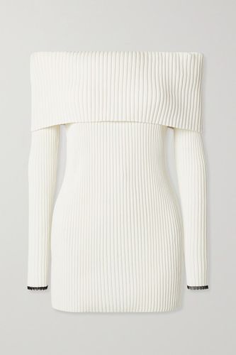 Off-the-shoulder Ribbed-knit Sweater - Off-white