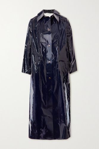 Original Glossed Pu And Cotton-blend Trench Coat - Navy