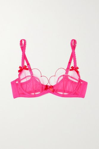 Lorna Bow-embellished Tulle Underwired Bra - Pink